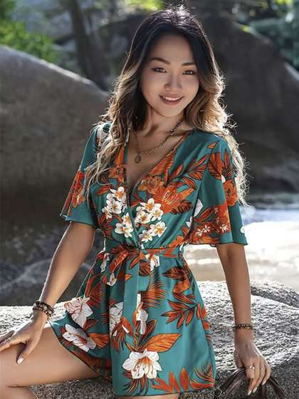 StyleCast Women
                          Printed V-Neck Basic Playsuit