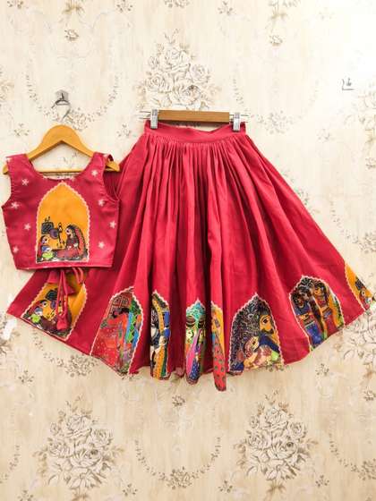 JOVK DESIGN Girls
                      Printed Ready to Wear Lehenga &
