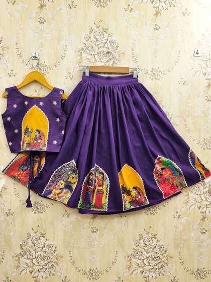 JOVK DESIGN Girls
                        Printed Semi-Stitched Lehenga &