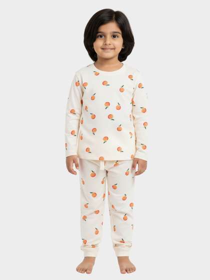 Orange Sugar Unisex Kids
                    Orange Printed Comfort Full Sleeves Night Suits