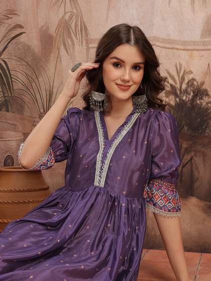 Sangria Printed
                          Midi A-Line Dress
