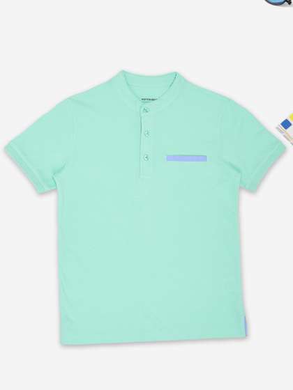 Pantaloons Junior Boys
                    Solid Mandarin Collar Pure Cotton T-shirt