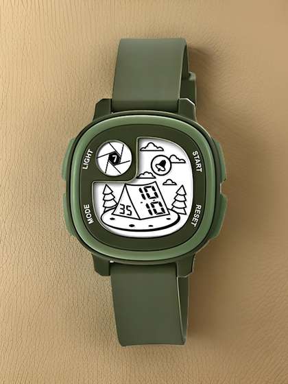 Otage Kids Patterned
                    Dial & Textured Straps Digital Multi Function
                    Watch Home Green1