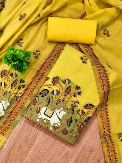KALINI Embroidered
                          Pure Cotton Unstitched Dress Material