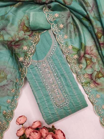 KALINI Embroidered
                        Unstitched Dress Material