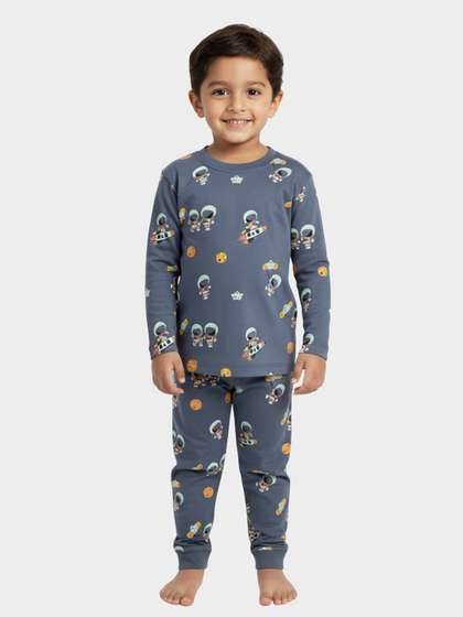 Orange Sugar Unisex Kids
                    Space Printed Comfort Full Sleeves Night Suits