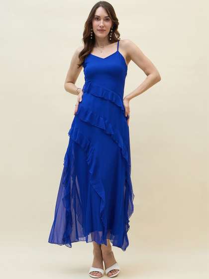 aayu Ruffled Chiffon
                        A-Line Midi Dress