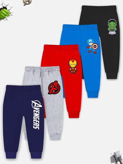 YK Marvel Infant Boys
                    Pack Of 5 Printed Cotton Mid-Rise Joggers