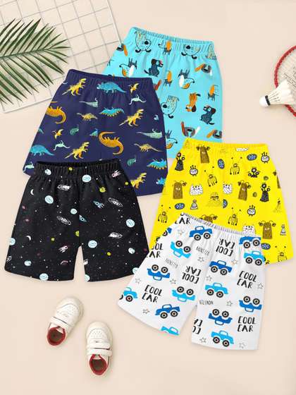 YK Kids Boys Pack of 5
                      Multicolor Printed Regular Fit Cotton Shorts