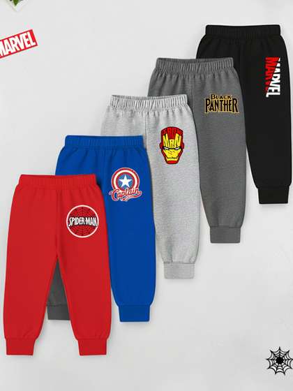 YK Marvel Boys Pack Of
                      5 Printed Cotton Mid-Rise Joggers