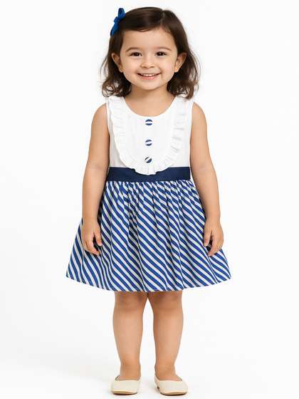 Cutoos Girls Striped Fit
                    & Flare Dress
