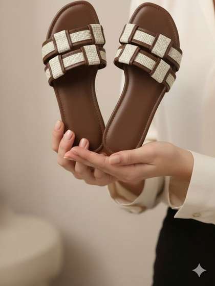ADIVER Women Open
                          Toe Flats with Bows