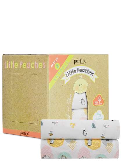 Portico Pack of 2
                      Infants Little Peaches 100% Cotton Swaddle Jersey