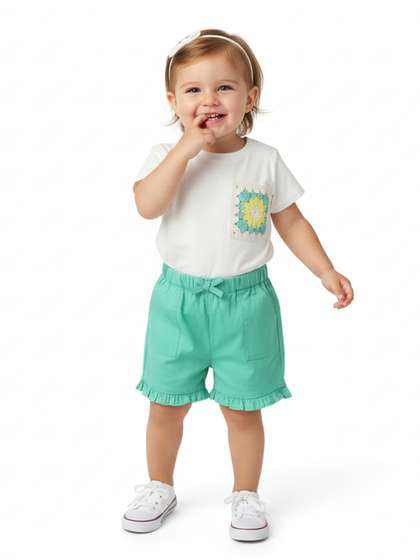 Nauti Nati Girls
                        Crochet Pure Cotton T-Shirt With Shorts
