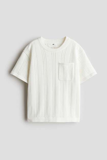 H&M Textured-Knit
                    Cotton T-Shirt