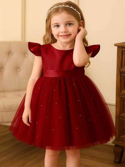 YK Ethnic Motifs Net Fit
                    & Flare Dress