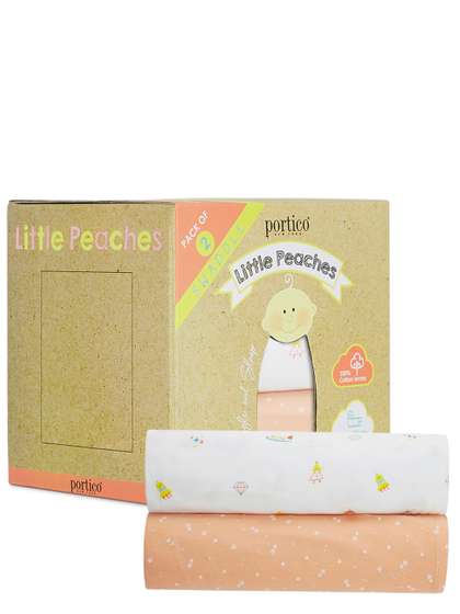 Portico Pack of 2
                    Infants Little Peaches 100% Cotton Swaddle Jersey
