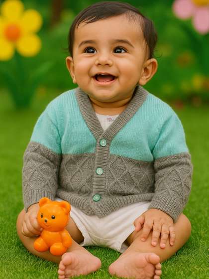 Little Angels Boys
                    Colourblocked Woollen Cardigan