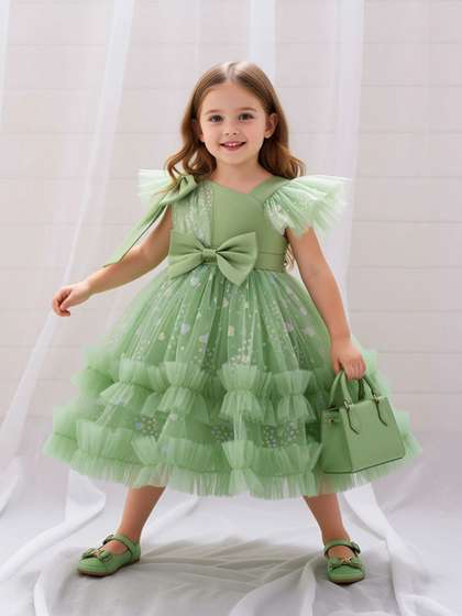 StyleCast x Revolte
                    Girls Applique Flutter Sleeves Gown Dress