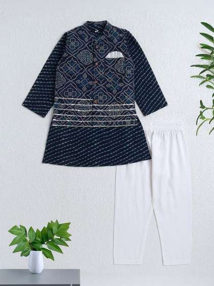 The Magic Wand Boys
                    Ethnic Motifs Printed Regular Pure Cotton Kurta with
                    Pyjamas