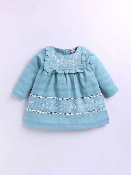 SNUGGLY MONKEY Animal
                    Embroidered A-Line Dress