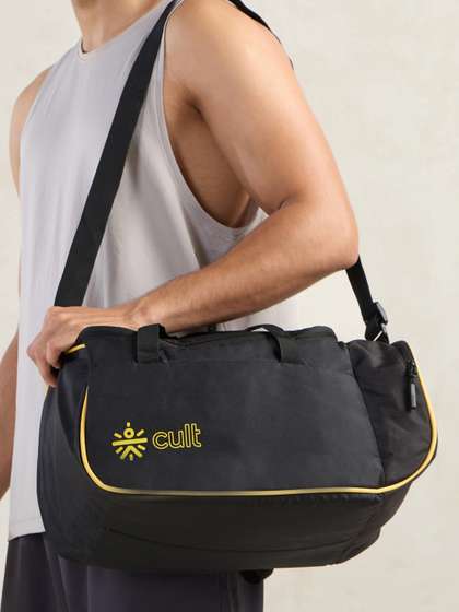 CULT Yellow 25
                          Litre Gym Duffle Bag Black Unisex with
                          Multipockets