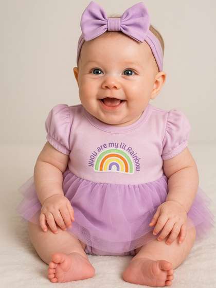 JusCubs Girls Printed
                      Short Sleeves Bodysuit