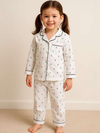 MPDENTERPRISES Unisex
                      Kids Printed Long Sleeves Nightdress
