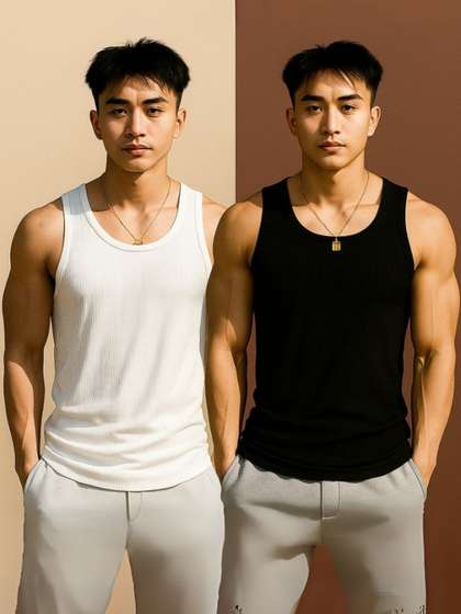 ROCKWELL Pack Of 2
                        Ribbed Cotton Breathable Innerwear Gym Vests
