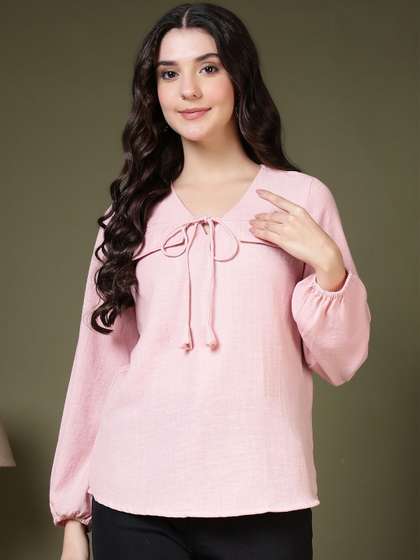 FITHUB Tie-Up Neck
                        Cotton Top
