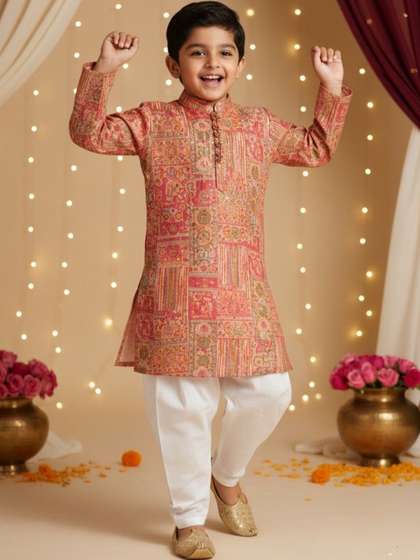 Peekaaboo Kids Boys
                      Ethnic Motifs Printed Regular Kurta with Pyjamas