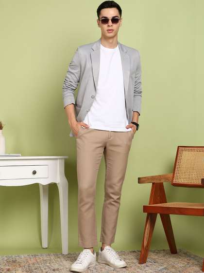 INVICTUS Notched
                        Lapel Single-Breasted Slim Fit Formal Blazers