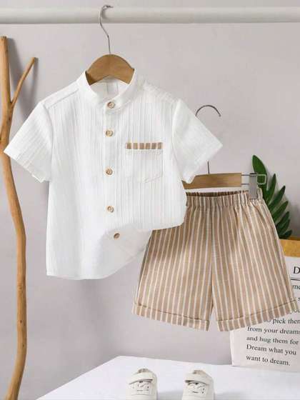 Greenland Ecostrwz
                      Unisex Kids Striped Shirt with Shorts