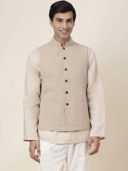 Fabindia Woven Design
                      Pure Cotton Woven Nehru Jackets