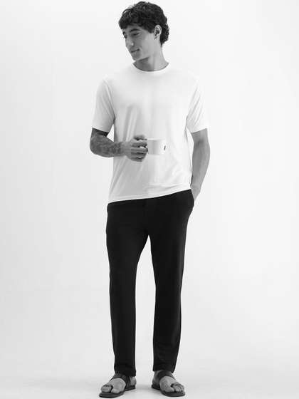RARE RABBIT Men
                        Black Plain Regular Casual Pajama