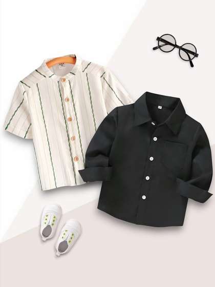 VANI COUTURE Boys
                    Striped Casual Shirt