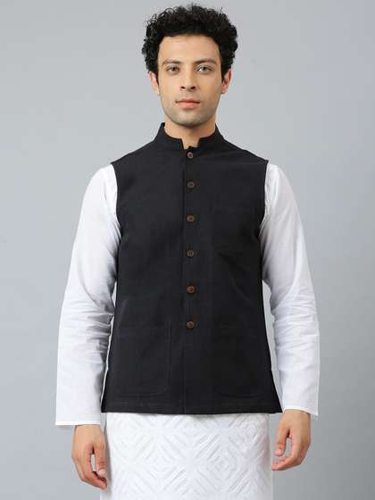 Fabindia Cotton
                      Mandarin Collar Nehru Jacket