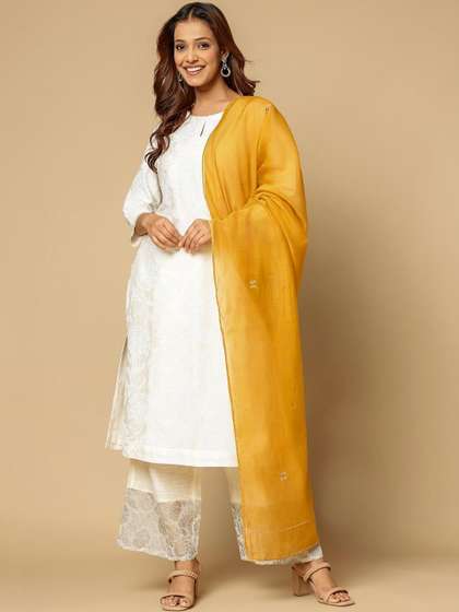 Fabindia Ethnic
                        Motifs Embroidered Cotton Silk Dupatta