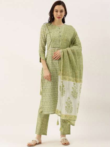 KALINI Floral
                        Printed Cotton Dupatta with Tassles
