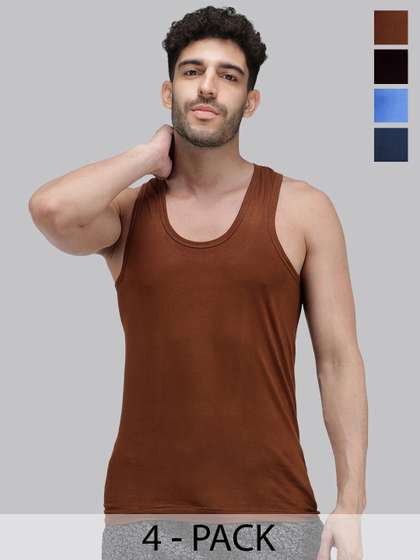 AMUL COMFY Pack of 4
                        Assorted Round Neck Pure Cotton Gym Vest