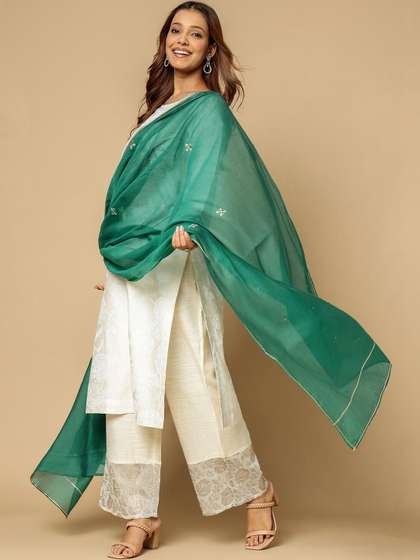 Fabindia Ethnic
                        Motifs Embroidered Cotton Silk Dupatta