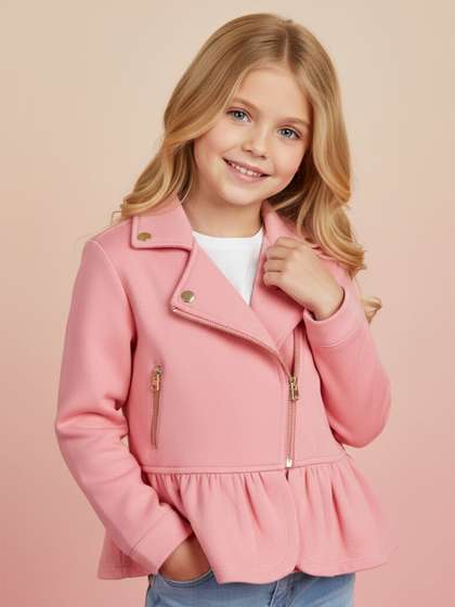 Cherry Crumble Girls
                    Stand Collar Lightweight Longline Tailored Jacket