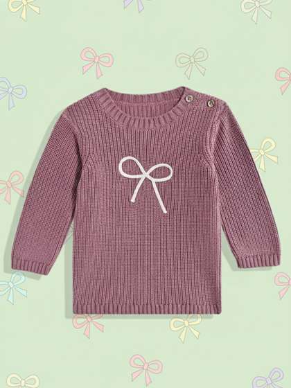 mothercare Infant
                      Girls Ribbed Knitted Pure Cotton Pullover with Bow
                      Detail