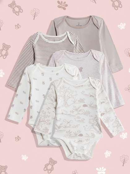 mothercare Infants Pack
                    Of 5 Printed Pure Cotton Bodysuit