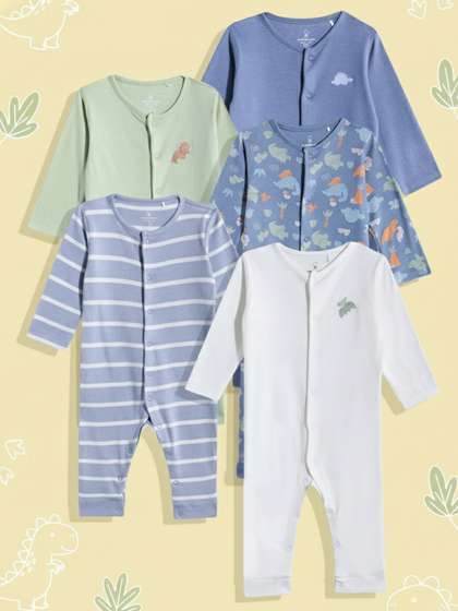 mothercare Infant Boys
                    Pack Of 5 Pure Cotton Rompers