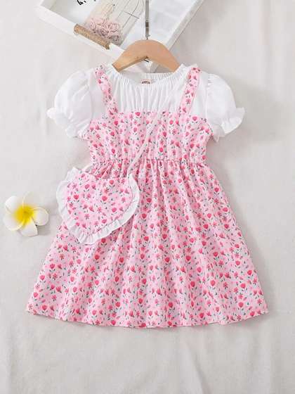 Sangria Girls Printed
                    Cotton Fit & Flared Dresses