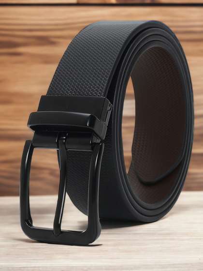 CRUSSET Men Textured
                    Leather Reversible Formal Belt