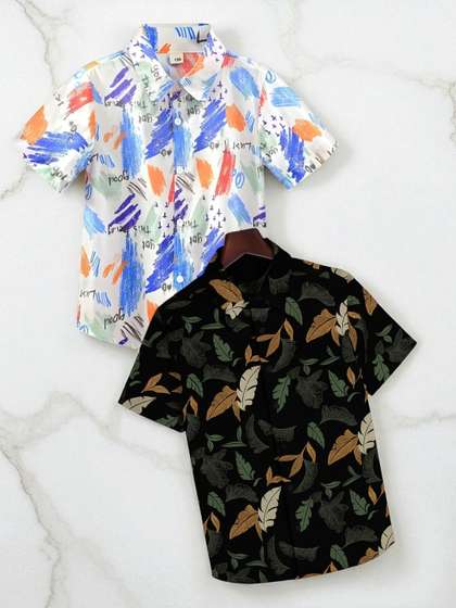 RAVYA TRENDZ Boys
                    Classic Floral Printed Casual Shirt