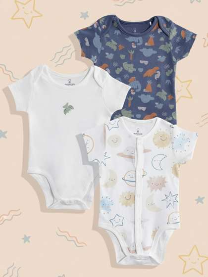 mothercare Infant Boys
                      Pack Of 3 Pure Cotton Bodysuit
