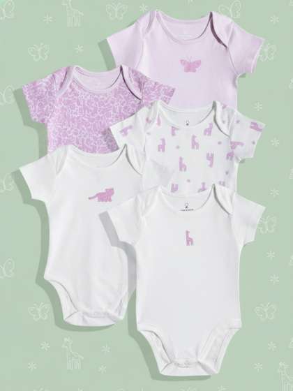 mothercare Infant Girls
                    Pack Of 5 Pure Cotton Bodysuit